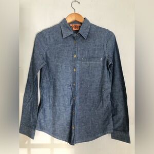Tory Burch Ladies Denim Blue Casual Button-Down Shirt Size 6